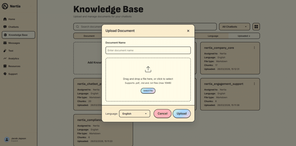 Document Upload to Knowledge Base
