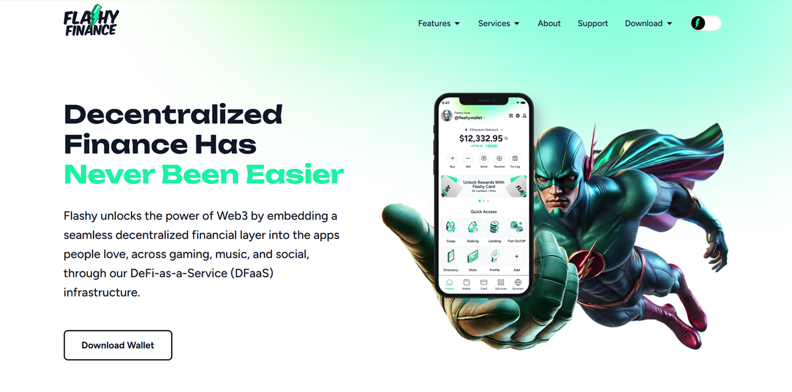 Flashy Finance decentralised finance application
