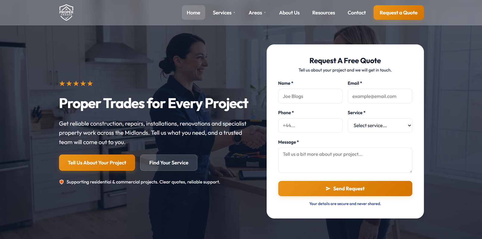 Proper Trades website design